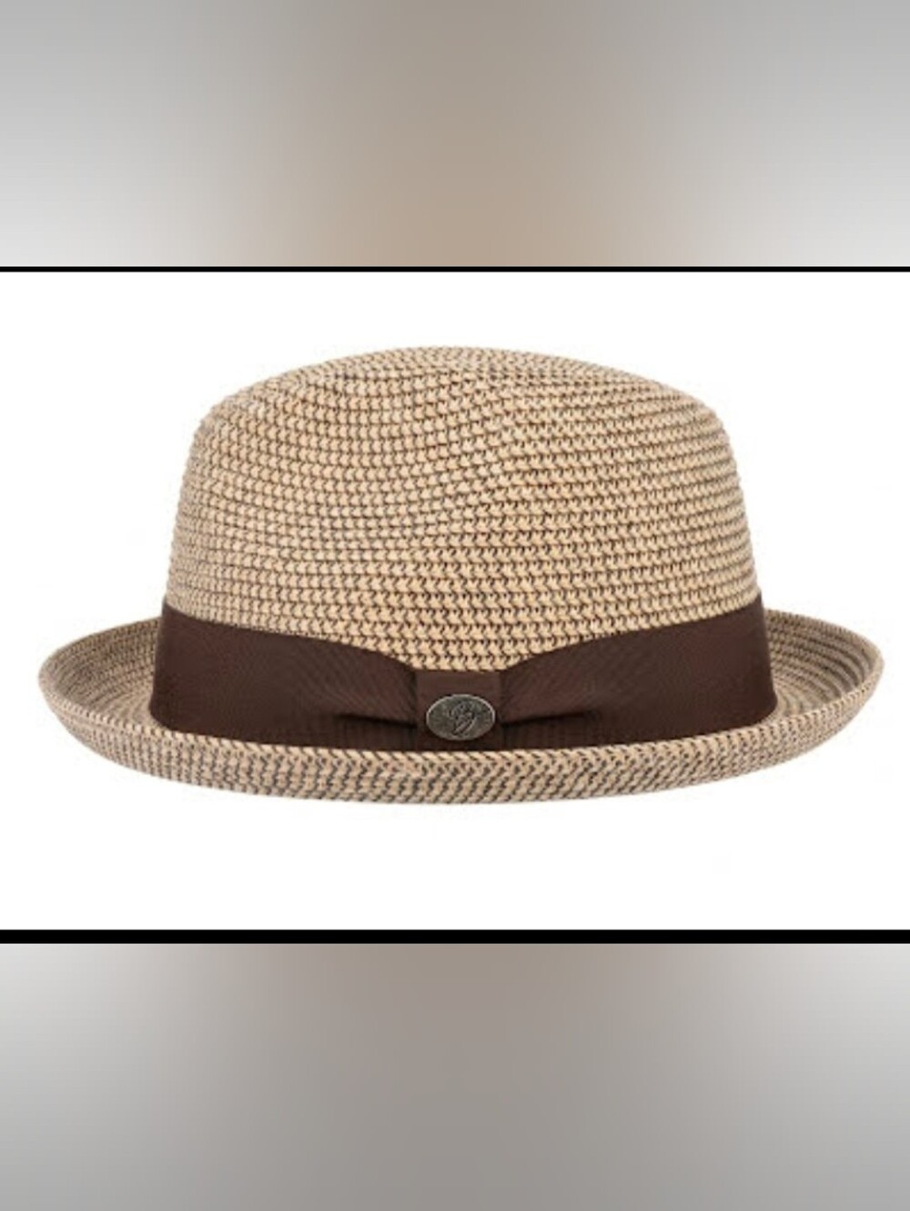 Bentley Headwear Straw Fedora Hat with Brown Grosgrain Band